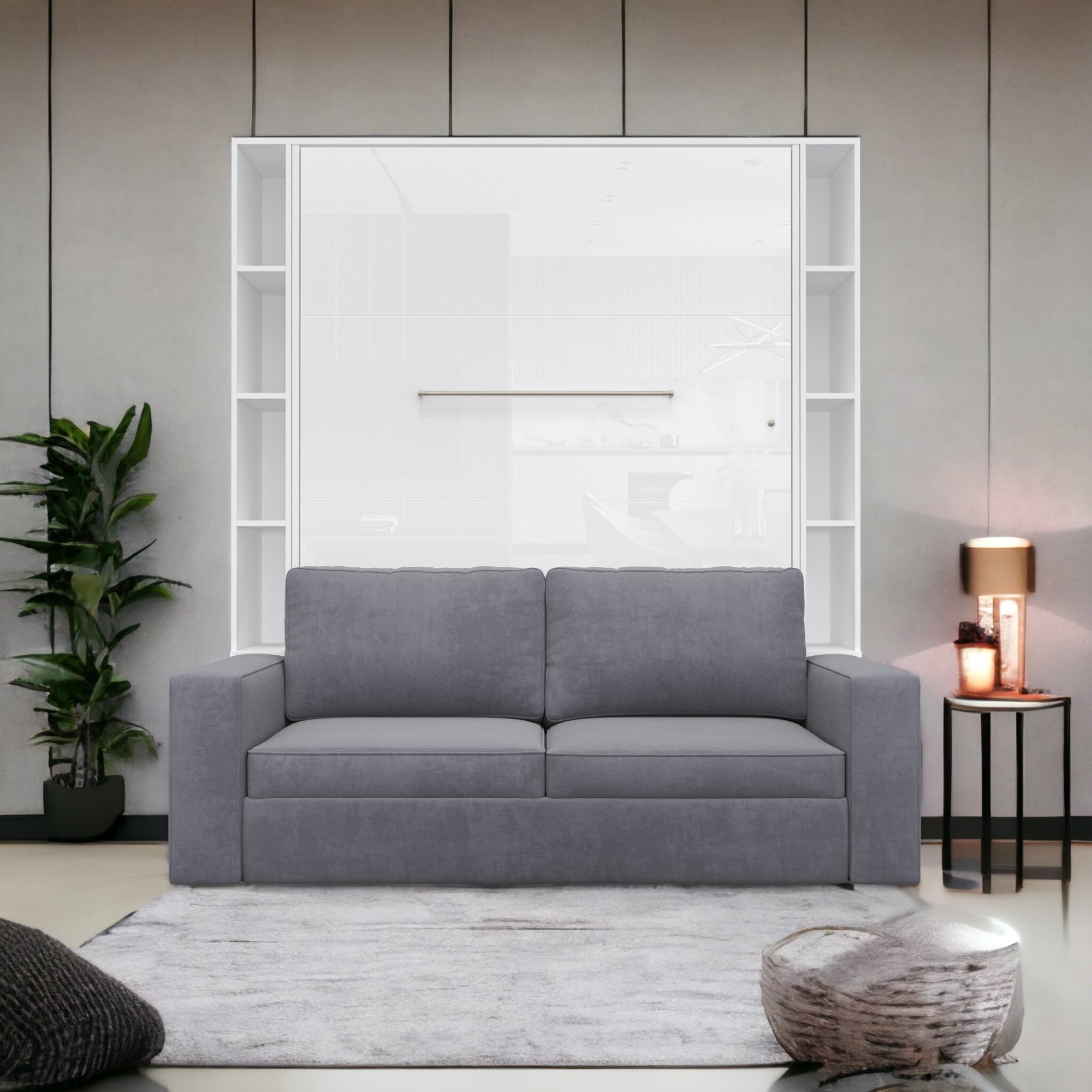 Vertical European FULL size Murphy Bed Invento with a Sofa and two Cab ...