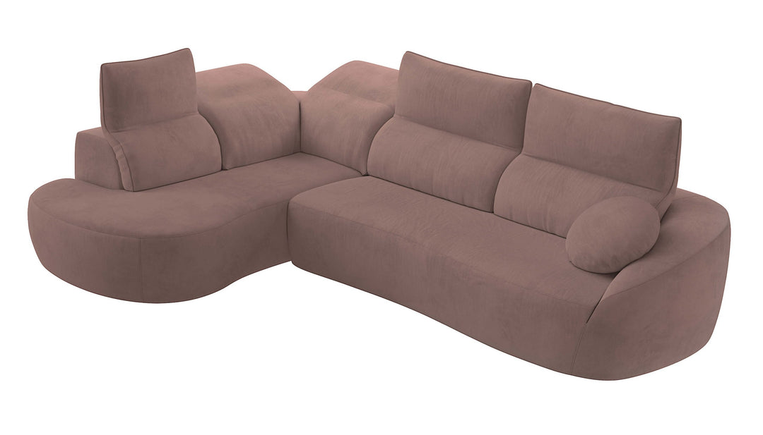 Barcelona Rose Brown Sectional Sofa Left Bumper Chaise
