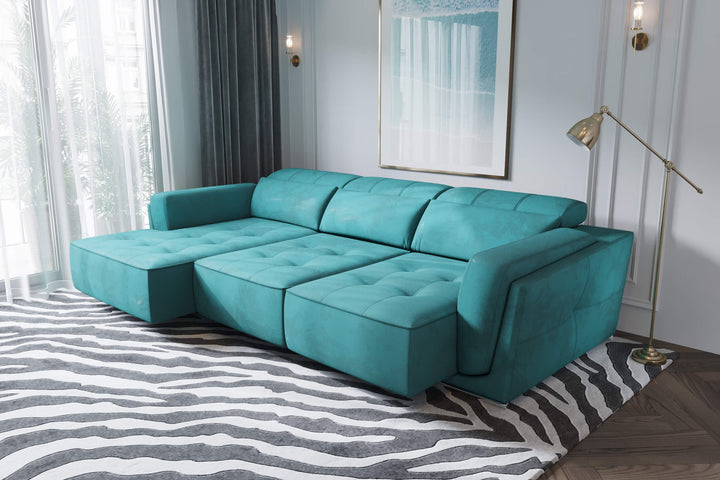 Bilbao Teal Sectional Sofa Left Chaise