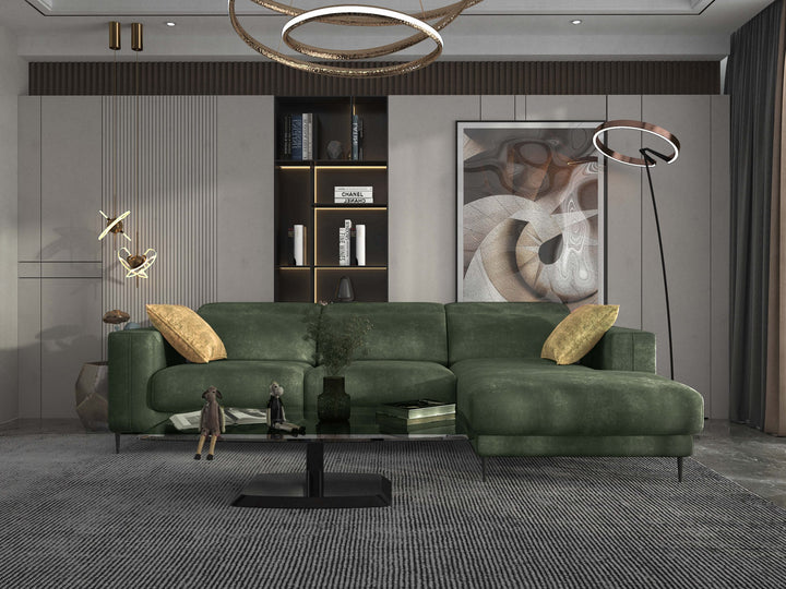 Lugo Verde Green Sectional Sofa Right Chaise