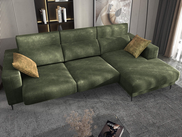 Lugo Verde Green Sectional Sofa Right Chaise