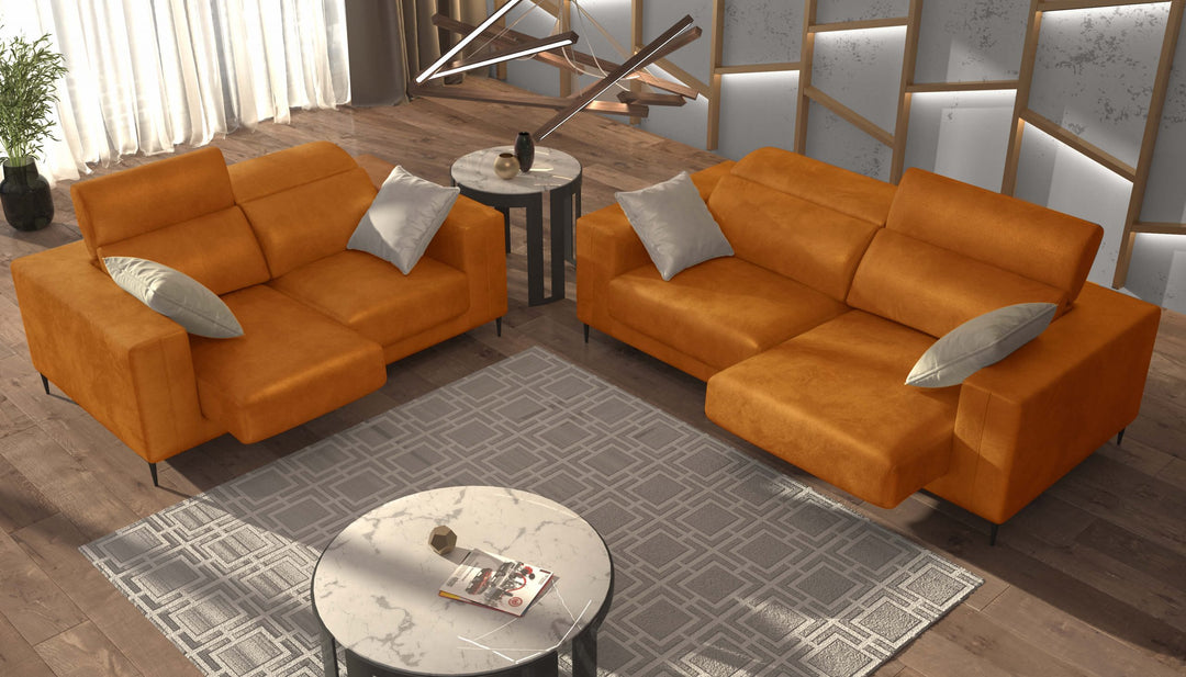 Lugo Orange Ocher Sofa and Loveseat Set