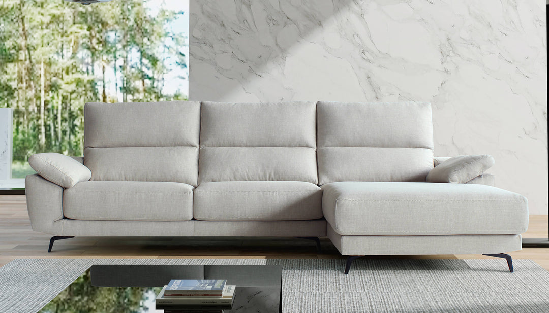 Marbella Light Beige Compact Sectional Sofa Right Chaise