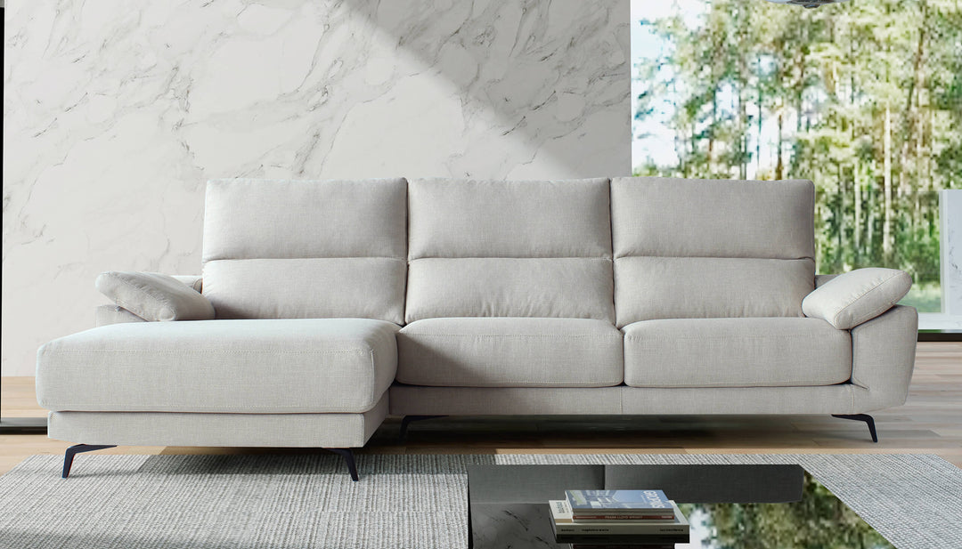 Marbella Light Beige Compact Sectional Sofa Left Chaise