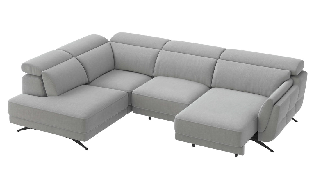 Ronda Light Grey Sectional Sofa Left Bumper Chaise