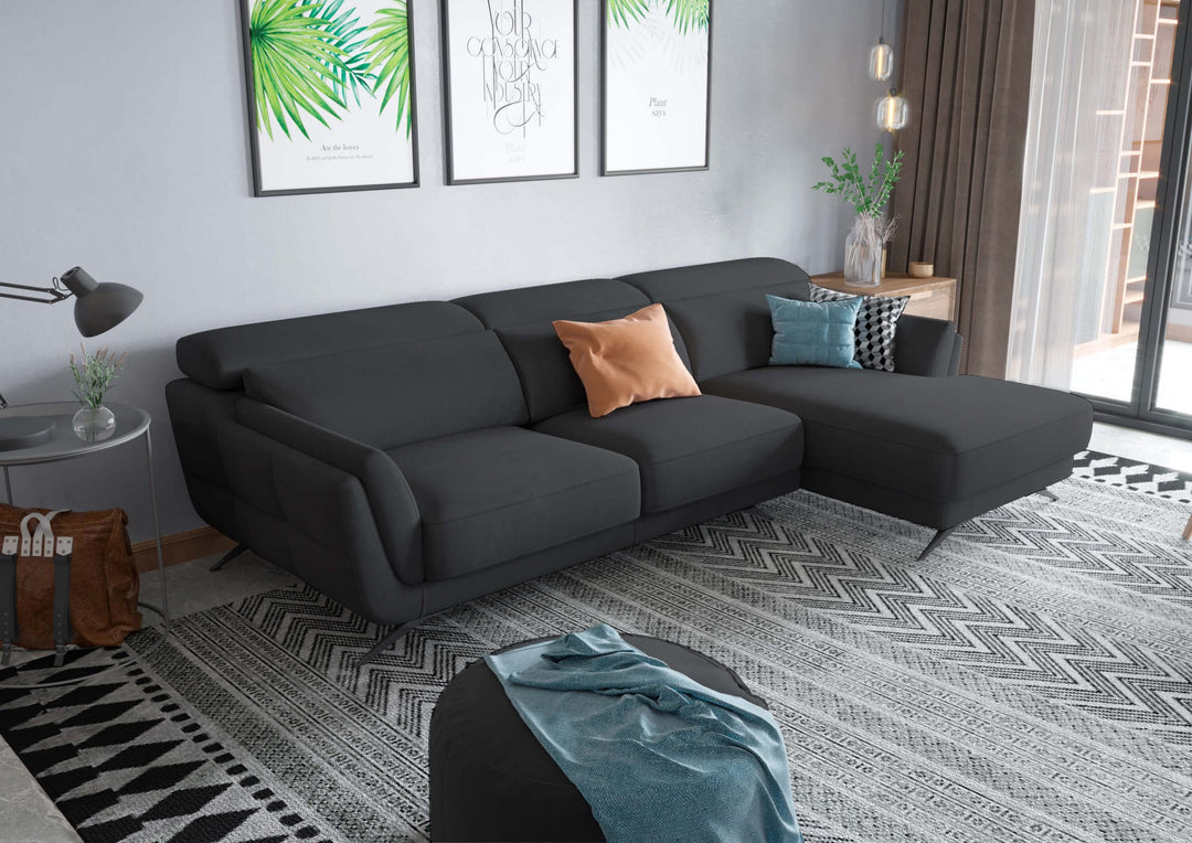 Ronda Black Sectional Right Facing Chaise