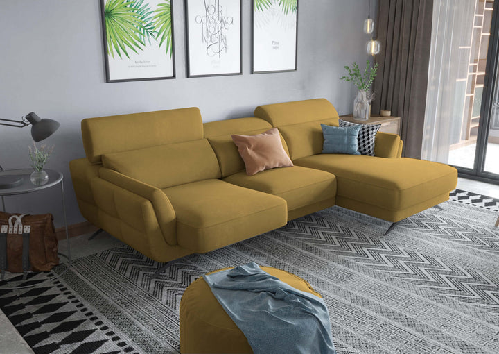 Ronda Yellow Sectional Right Facing Chaise
