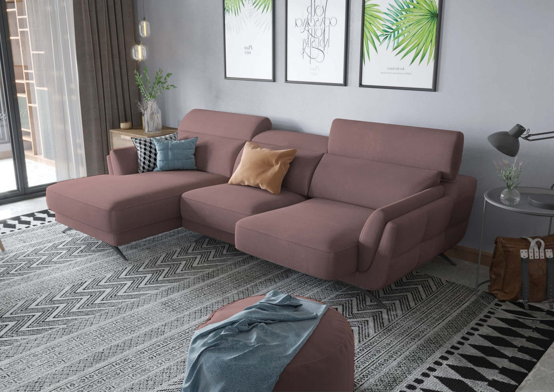Ronda Rose Brown Sectional Left Facing Chaise