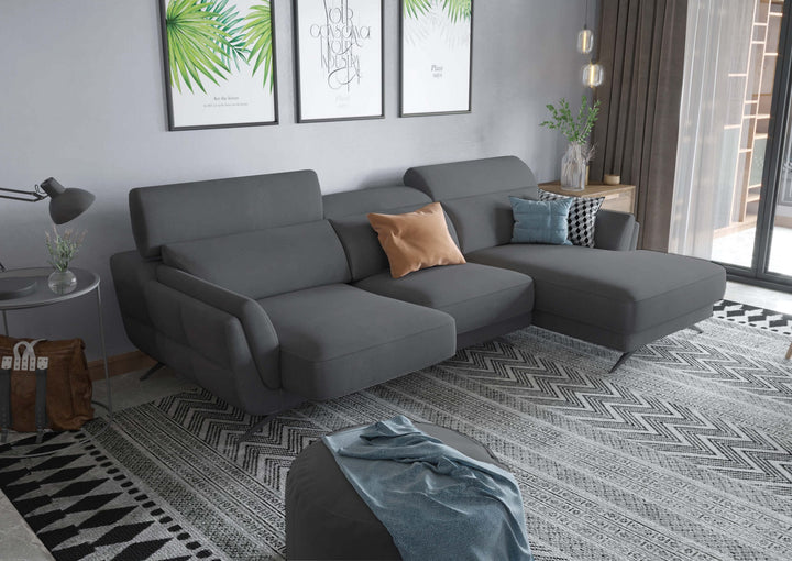 Ronda Charcoal Grey Sectional Right Facing Chaise