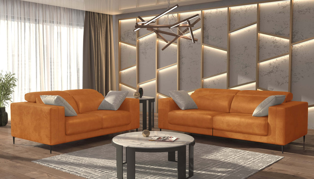 Lugo Orange Ocher Sofa and Loveseat Set