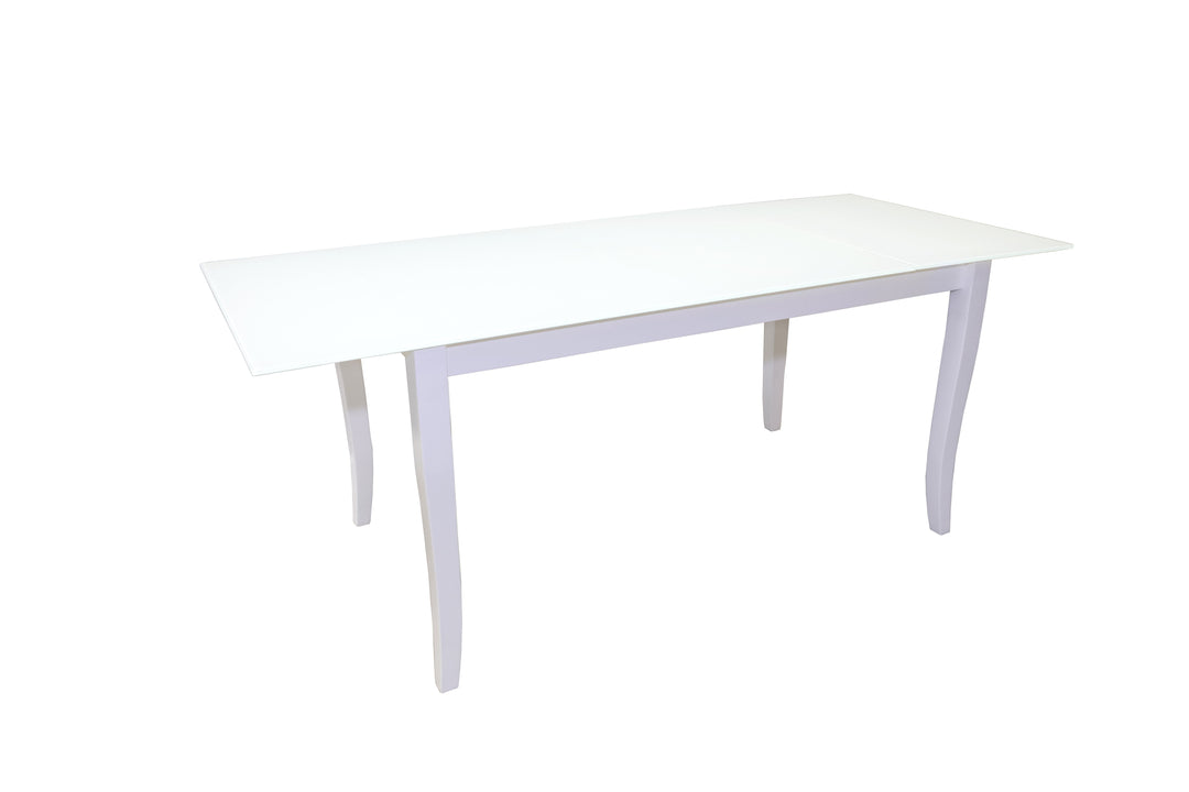 FINEZJA White Glass Top Dining Table With Extension
