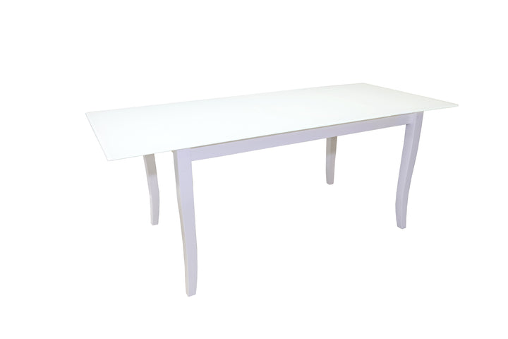 FINEZJA White Glass Top Dining Table With Extension