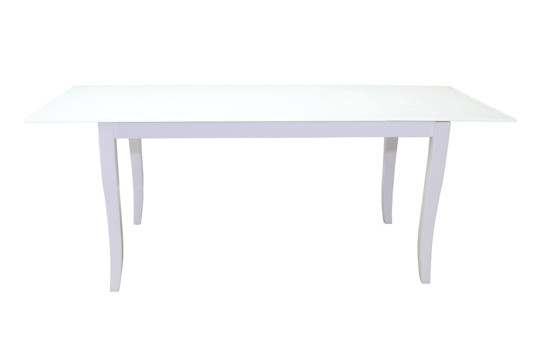 FINEZJA White Glass Top Dining Table With Extension