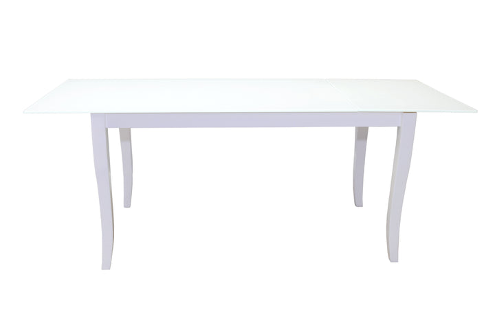 FINEZJA White Glass Top Dining Table With Extension