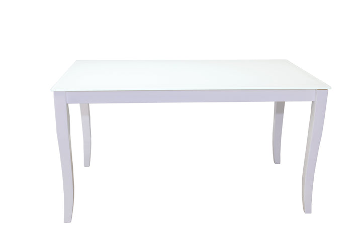 FINEZJA White Glass Top Dining Table With Extension