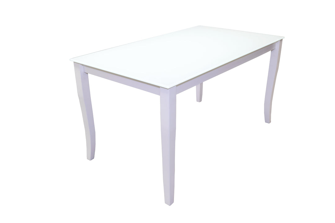 FINEZJA White Glass Top Dining Table With Extension