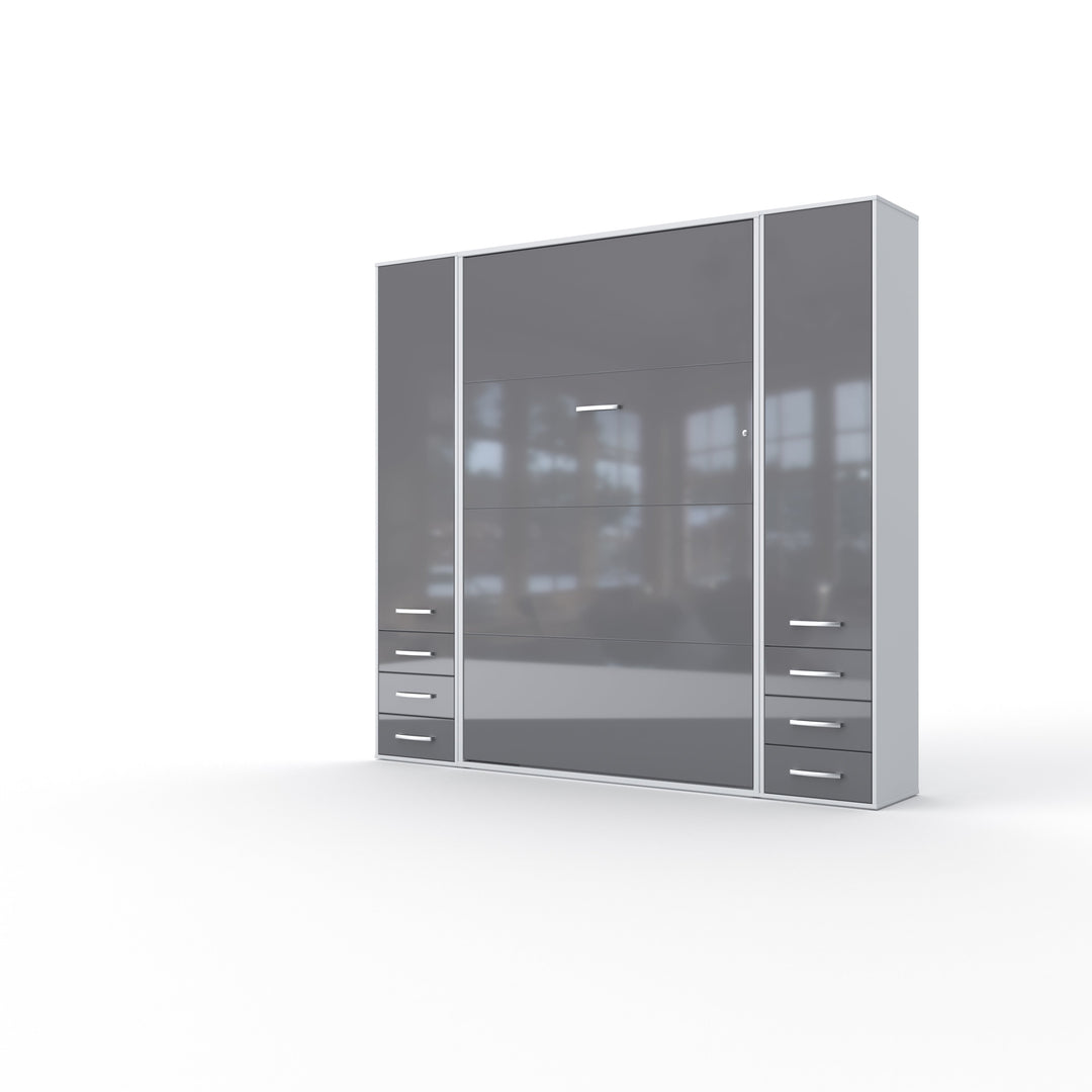 Invento Vertical Wall Bed, European Full Size with 2 cabinets