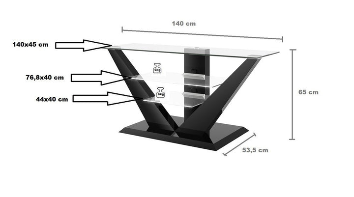 Floor TV Stand LUNA for up to 65 inch TV's with LED