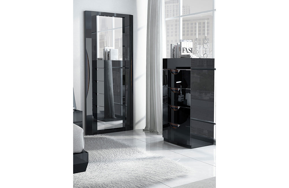 Livorno Range Black Modern Standing Mirror