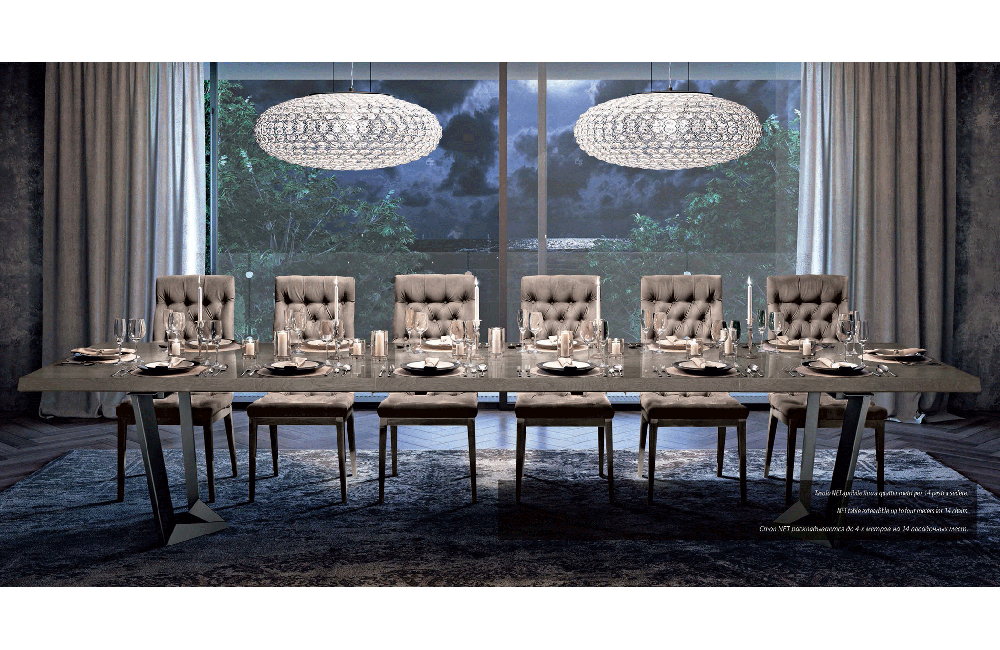 Elite Dining Table with 2 extensions Brown Silver Birch