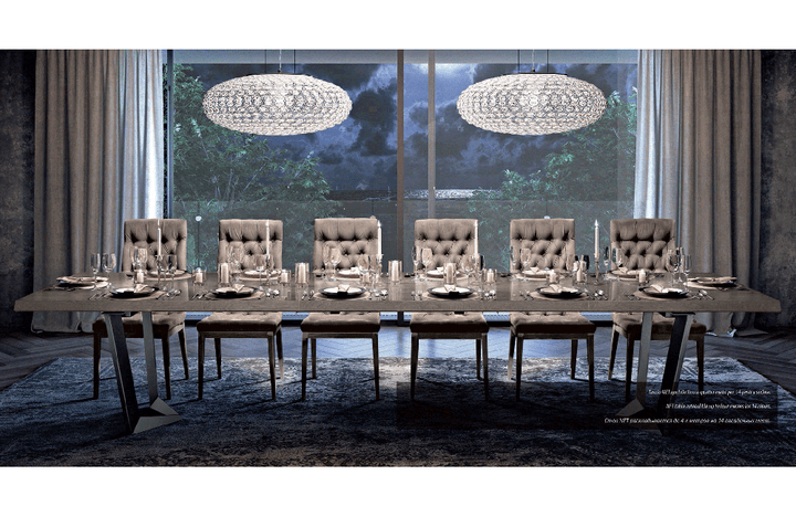 Elite Dining Table with 2 extensions Brown Silver Birch