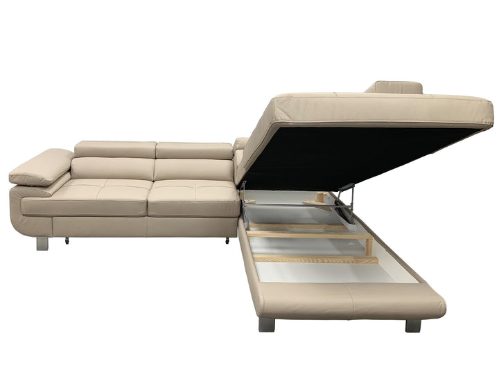 LOTUS Leather Sectional Sleeper Sofa, Right Corner