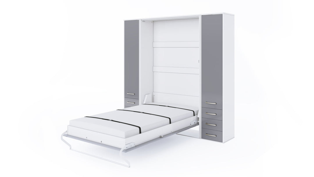 Invento Vertical Wall Bed, European Twin Size with 2 cabinets