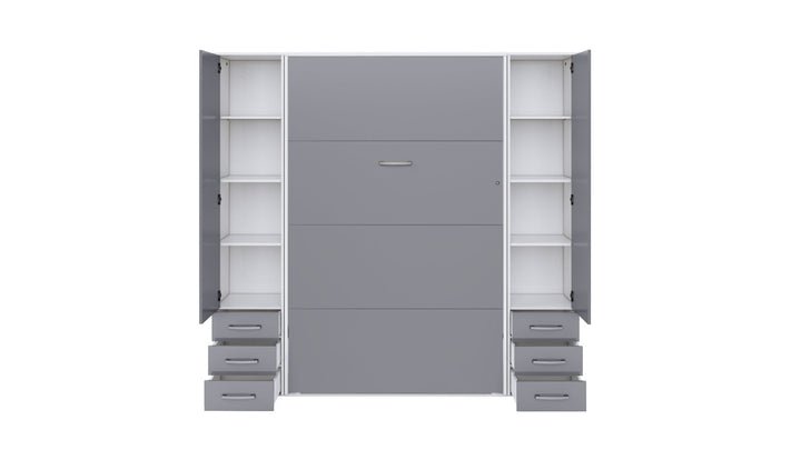 Invento Vertical Wall Bed, European Full Size with 2 cabinets