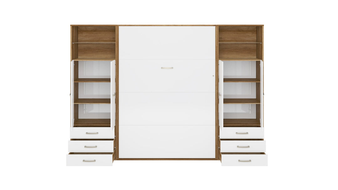 Invento Vertical Wall Bed, European Twin Size with 2 cabinets