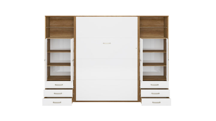 Invento Vertical Wall Bed, European Twin Size with 2 cabinets
