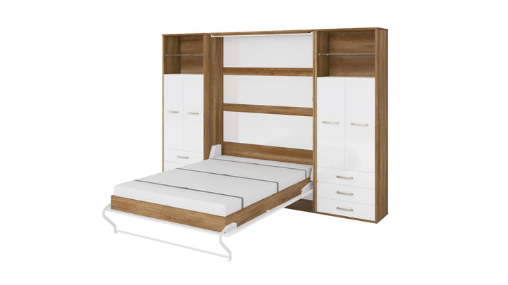 Invento Vertical Wall Bed, European Full Size with 2 cabinets