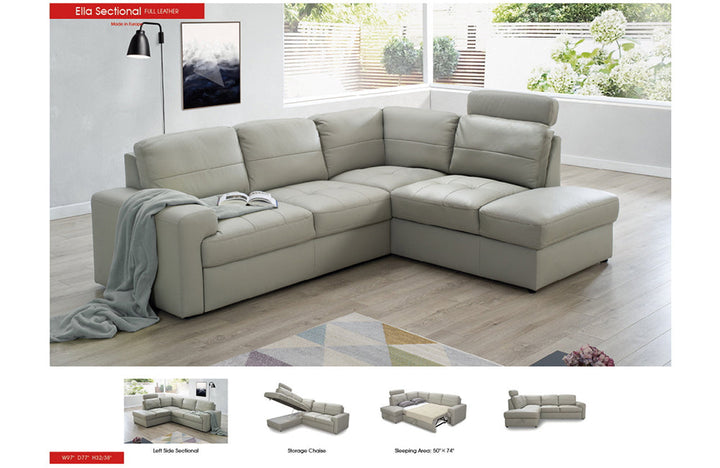 Ella Sectional Right w/Bed & Storage Sofa