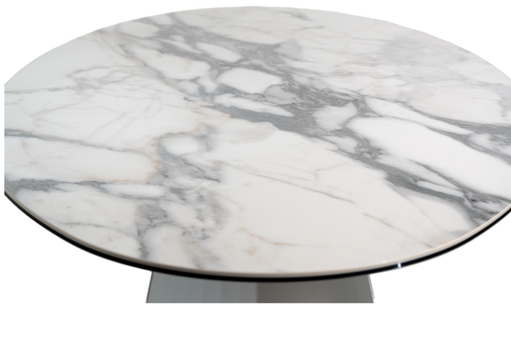 Dining Table GIORGIA with white ceramic top and metal base