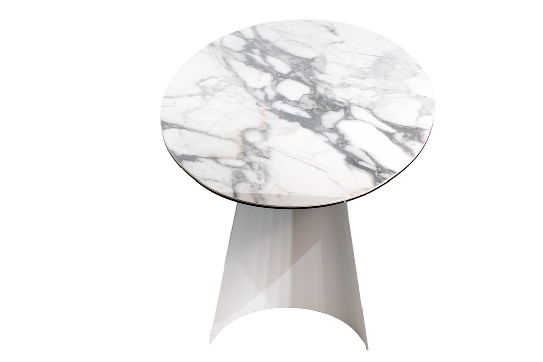 Dining Table GIORGIA with white ceramic top and metal base