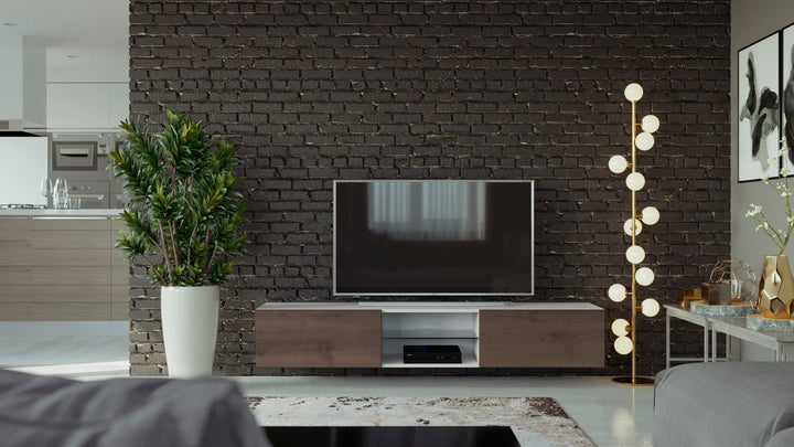 Floating 71 inch TV Stand VIGO glass with LED