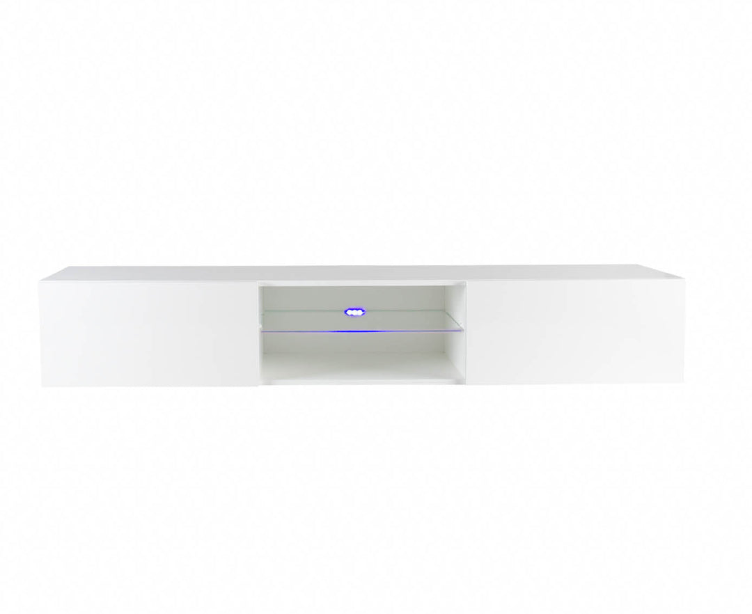 Modern floating 71" long TV Stand VIGO Glass with LED