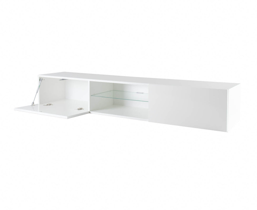 Modern floating 71" long TV Stand VIGO Glass with LED