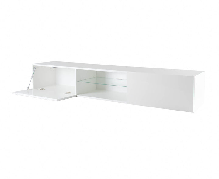Modern floating 71" long TV Stand VIGO Glass with LED