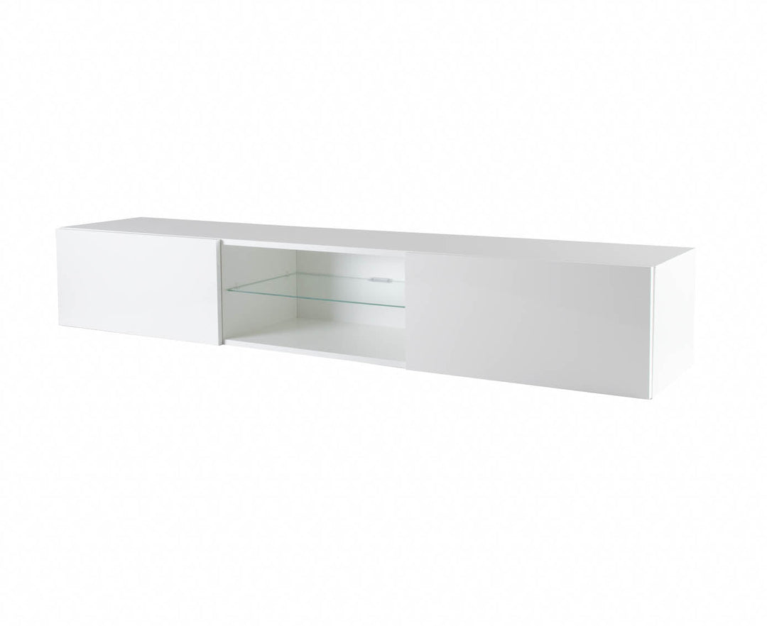 Modern floating 71" long TV Stand VIGO Glass with LED