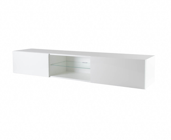 Modern floating 71" long TV Stand VIGO Glass with LED