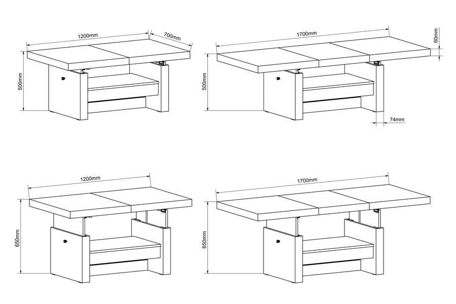 Lift Top Coffee Table AVERSA with drawer