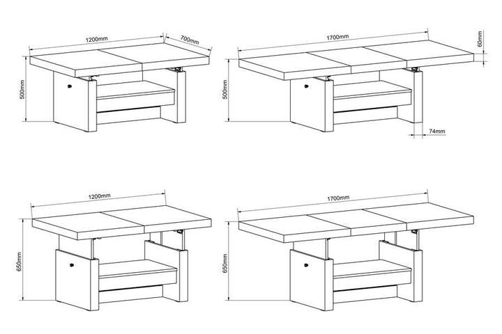 Lift Top Coffee Table AVERSA with drawer