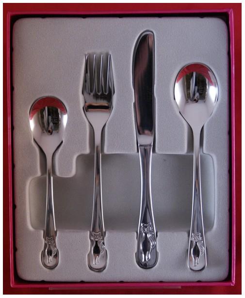 CAT Children 4 Piece 18/10 Stainless Steel Flatware Set