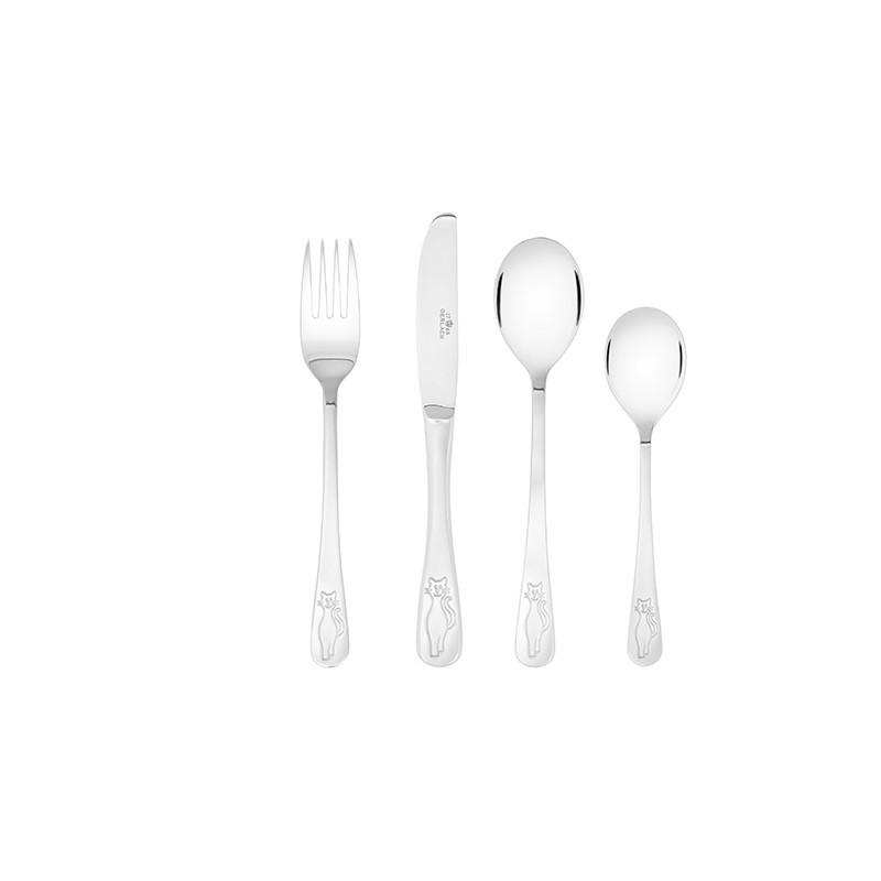 CAT Children 4 Piece 18/10 Stainless Steel Flatware Set