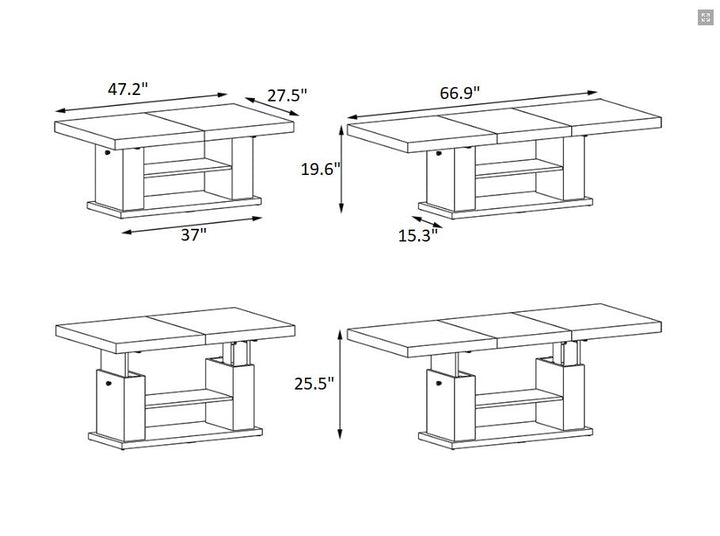 Lift Top Coffee Table MATERA, 2 in 1 Multi-Function Coffee Table