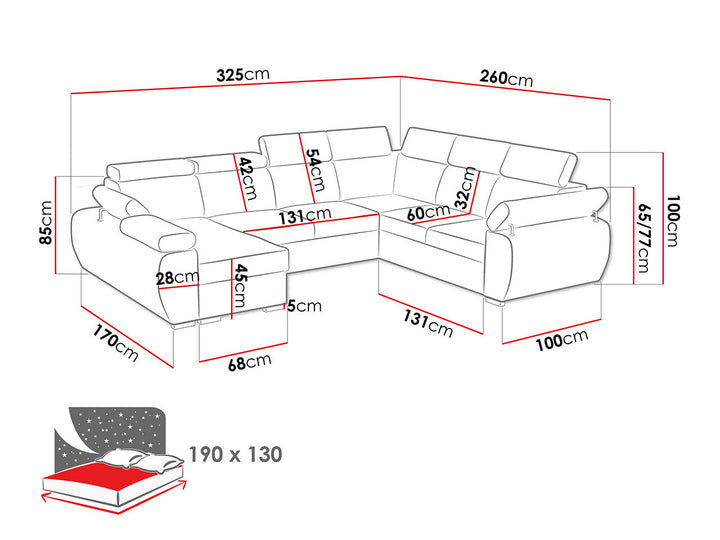 ELIANA Sectional Sleeper Sofa, Universal