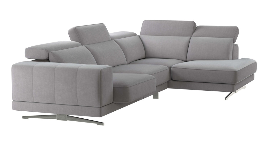 Vigo Light Grey Sectional Sofa Right Bumper Chaise