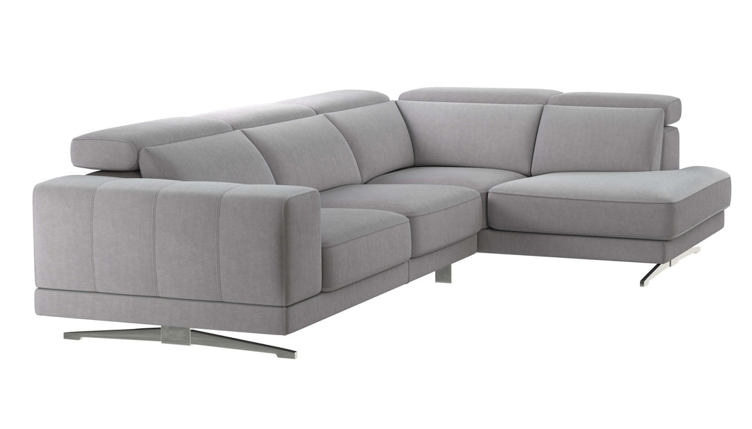 Vigo Light Grey Sectional Sofa Right Bumper Chaise