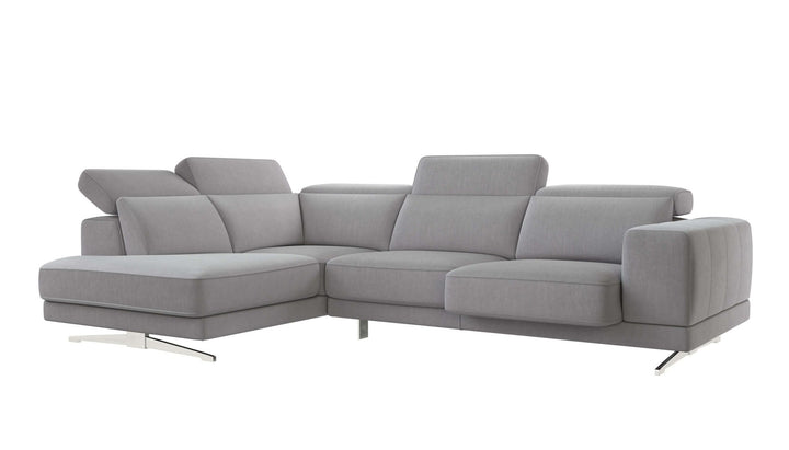 Vigo Light Grey Sectional Sofa Left Bumper Chaise