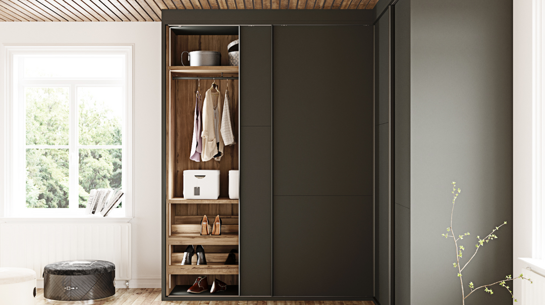 Pedraza L-shape sliding 4- door wardrobe AV012